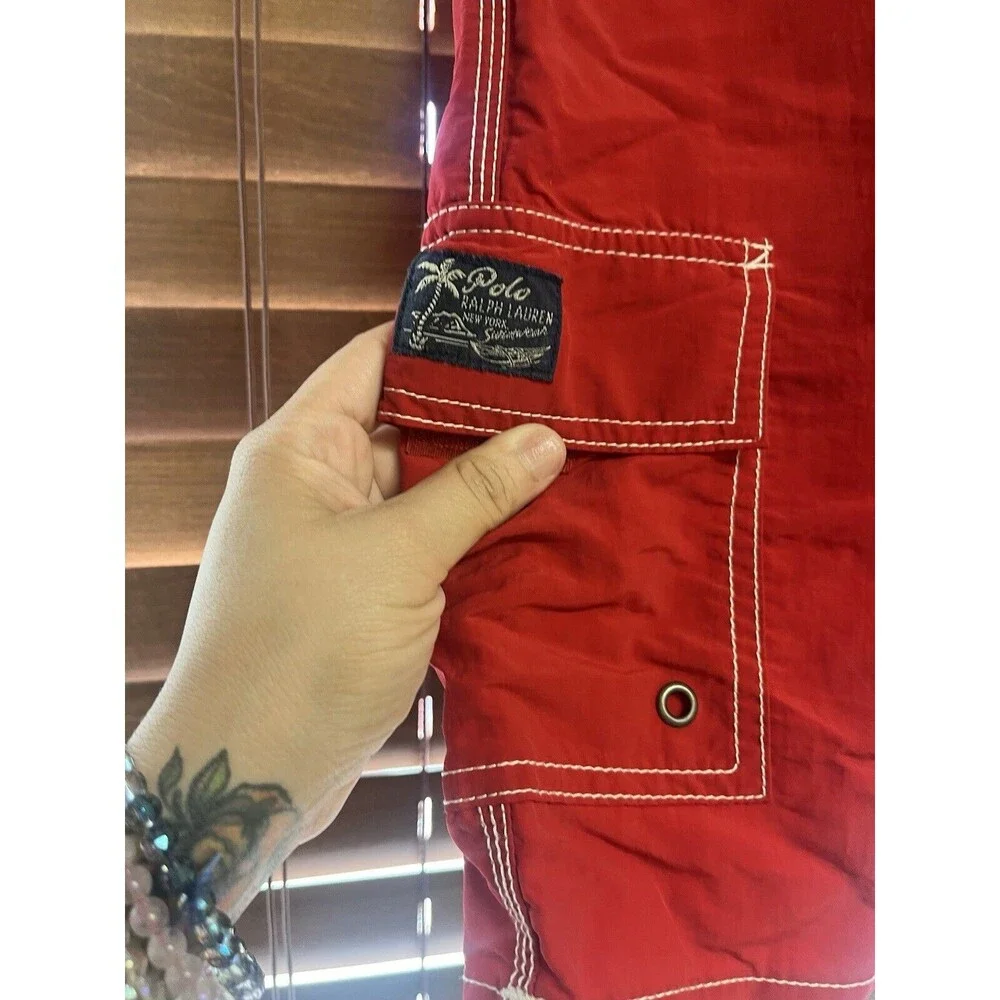 Polo Ralph Lauren Swim Trunks Red Lined Swimwear Board Beach No‎ Mesh Lining